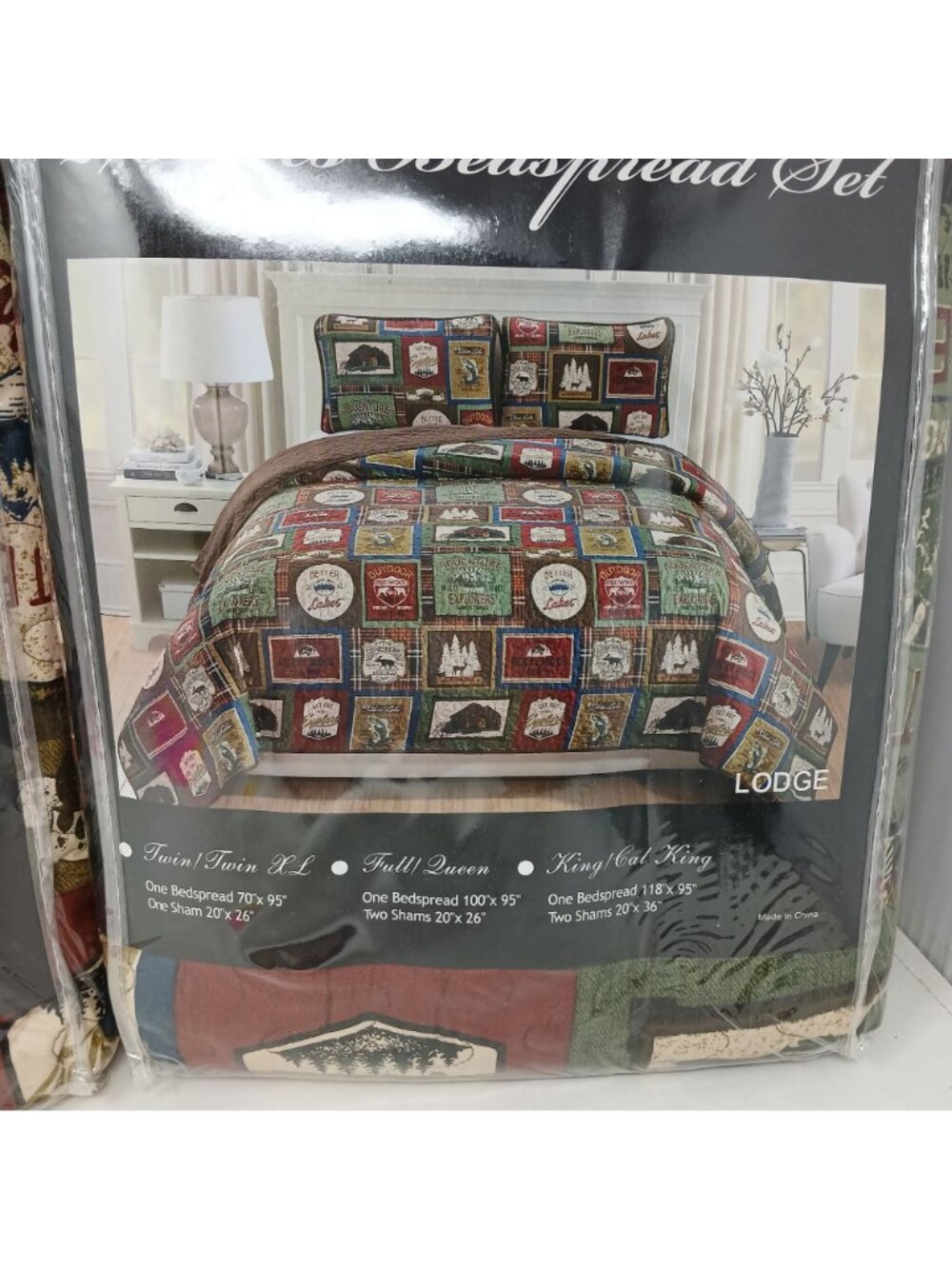Lodge Bedspread Set Twin XL Wilderness Adventure Patchwork Cabin Lodge 2 Pc #BS - Picture 7 of 7